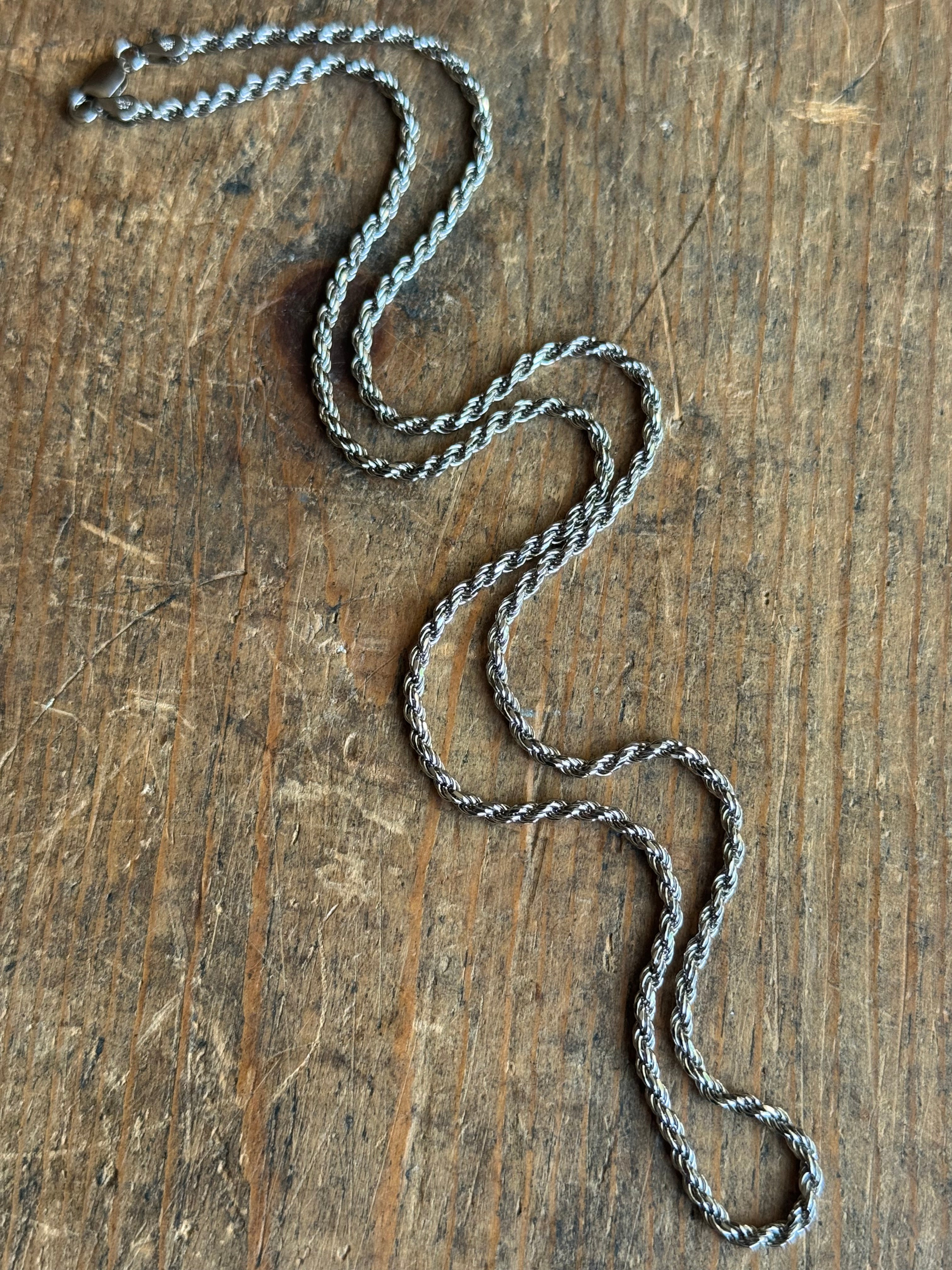 Vintage Sterling Silver 20” Rope Chain