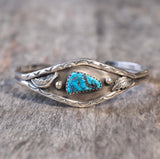 Vintage Sterling Turquoise Feather Cuff