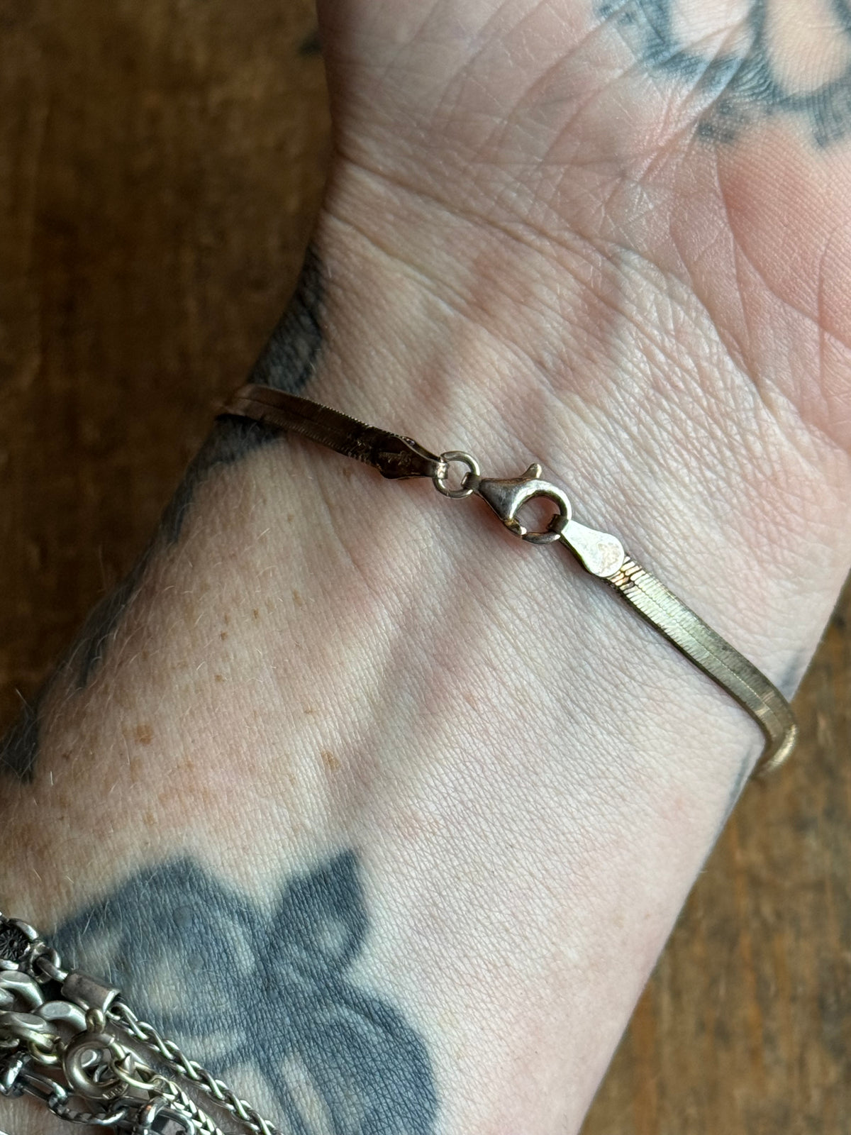 Vintage Sterling Silver Herringbone Chain Bracelet