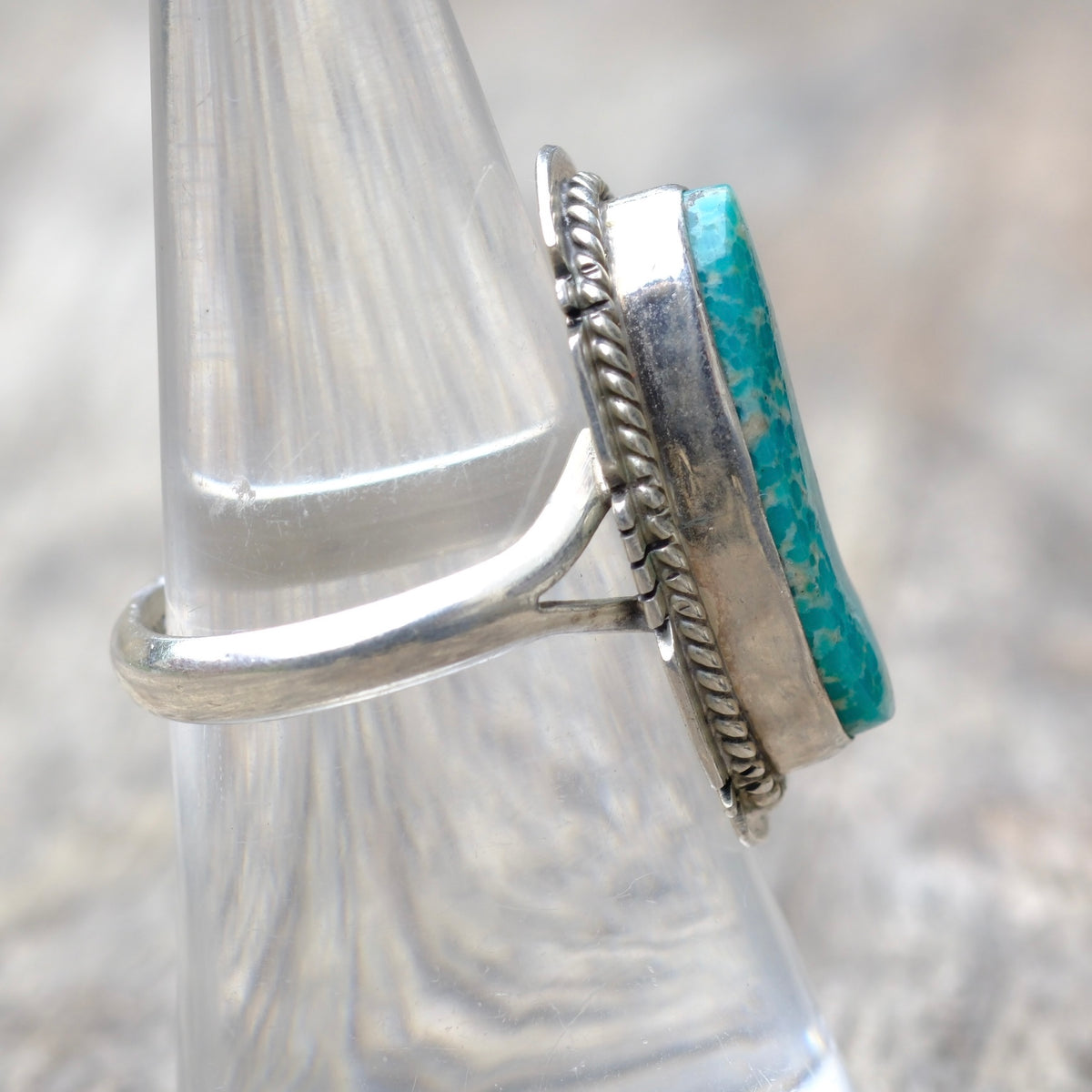 Vintage Sterling Turquoise Ring 6.75