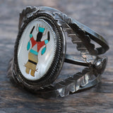 HUGE Vintage Sterling Inlay Dancer Cuff