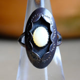 Vintage Sterling Mother Of Pearl Shadowbox Ring 6.25