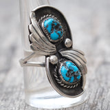 Vintage Sterling 2-Stone Turquoise Ring 9.75