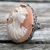 Vintage Sterling Cameo Ring 4