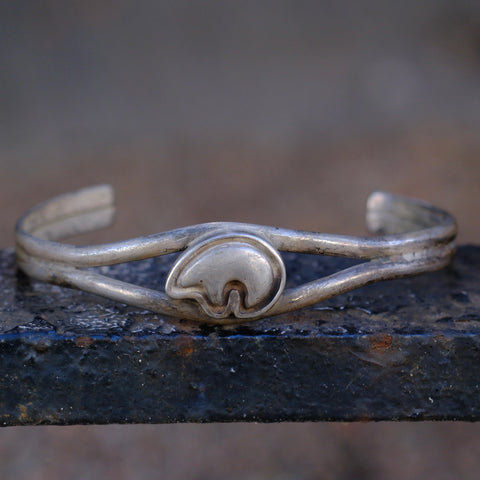 Vintage Sterling Hopi Bear Cuff Bracelet