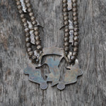 Vintage Sterling Zuni Hummingbird Squash Blossom Necklace 28"