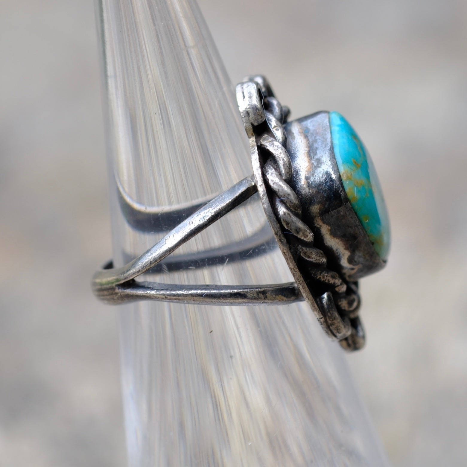 Vintage Sterling Turquoise Ring 2.25