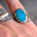 Vintage Sterling Turquoise Thunderbird Ring 7.25