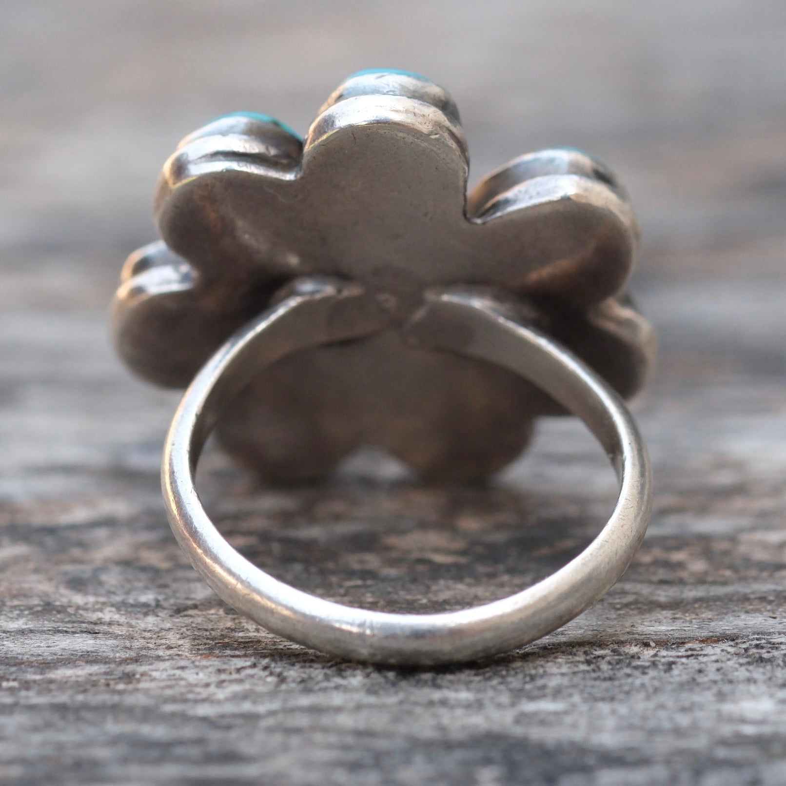 Vintage Sterling Turquoise Cluster Ring 5.75