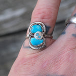 Vintage Sterling Effie Turquoise Snake Ring 6.5