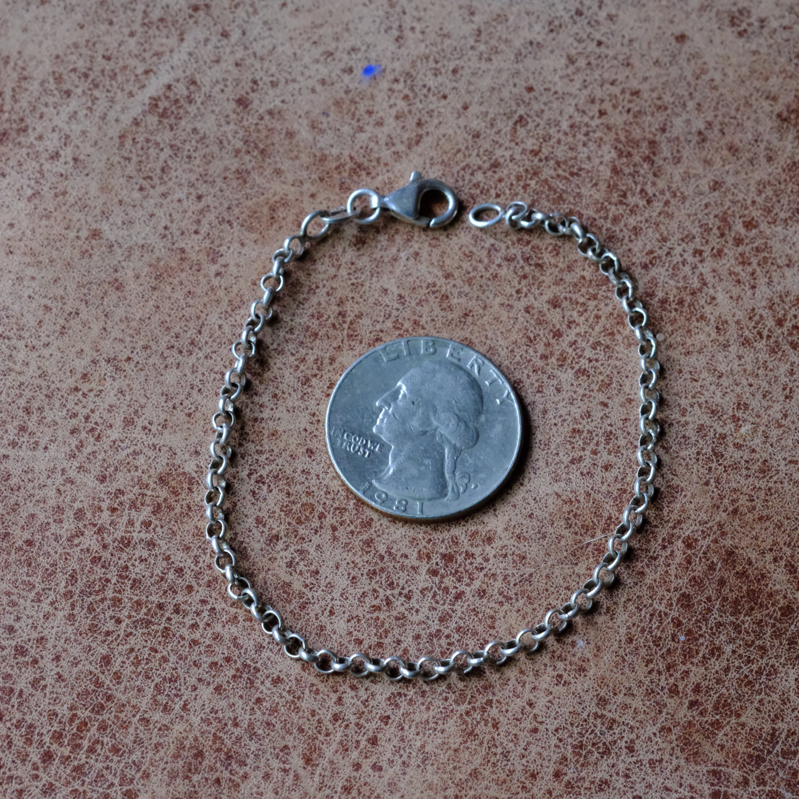 Vintage Sterling Silver Rolo Chain Bracelet