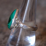 Vintage Sterling Malachite Ring 7.5