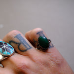 Vintage Sterling Malachite Ring 6.75