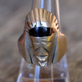 Vintage Sterling Onyx Pharaoh Ring 9.5