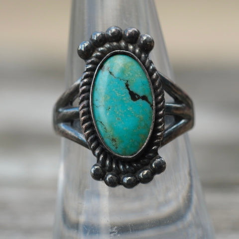 Vintage Sterling Turquoise Ring 7.5