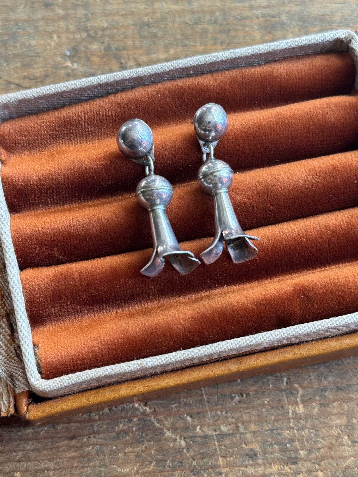 Vintage Sterling Silver Squash Bell Earrings