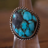 Vintage Sterling Turquoise Roper Ring 5.75