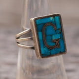 Vintage Sterling Turquoise G Initial Ring 6