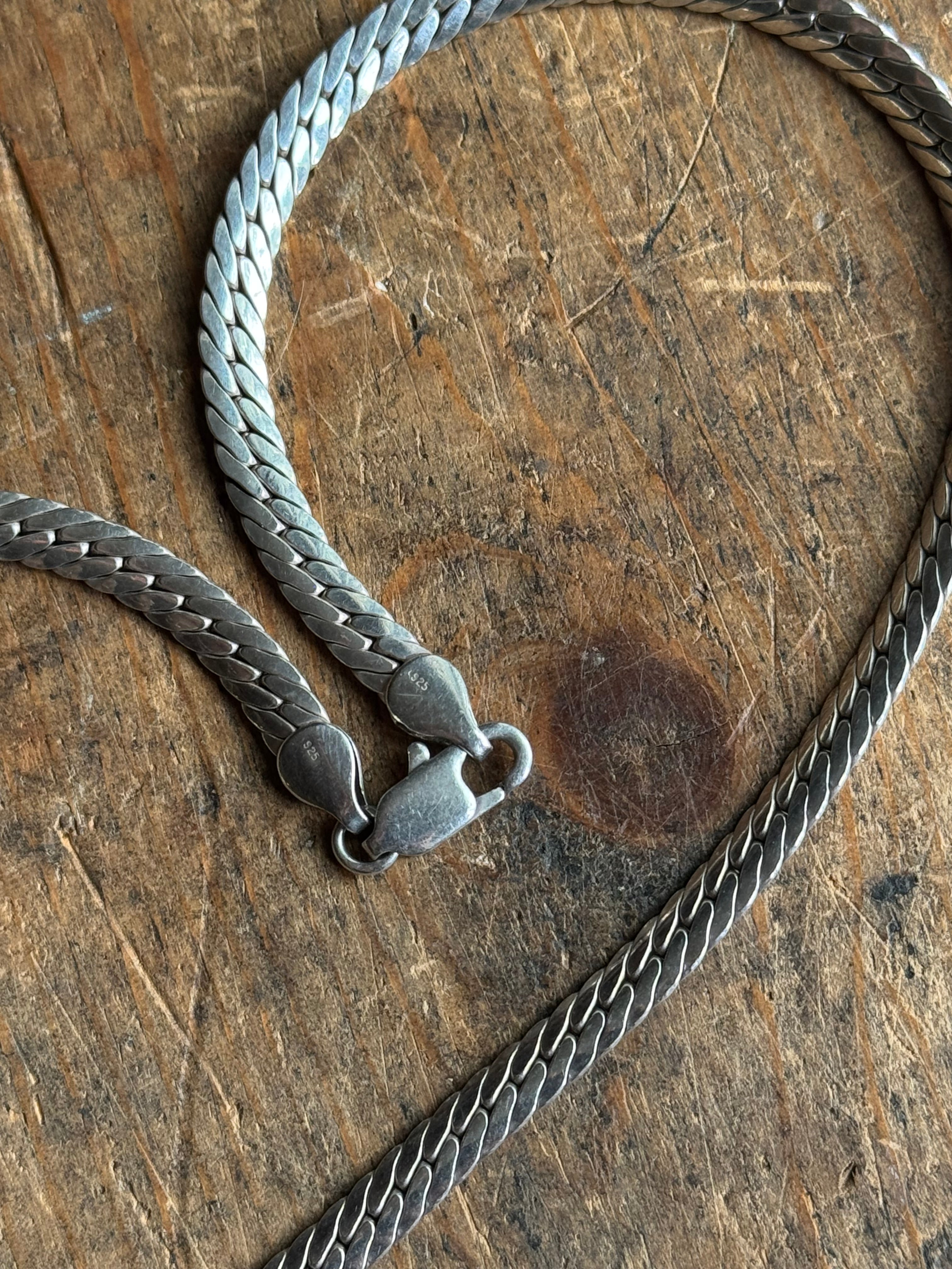 Vintage Sterling Silver 16” Chunky Herringbone Chain
