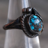 Vintage Sterling Turquoise Feather Ring 6.25