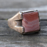Vintage Sterling Agate Signet Ring 7.25