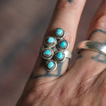 Vintage Sterling Turquoise Cluster Ring 5.5