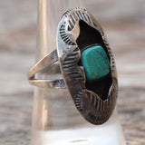Vintage Sterling Turquoise Shadowbox Ring 9