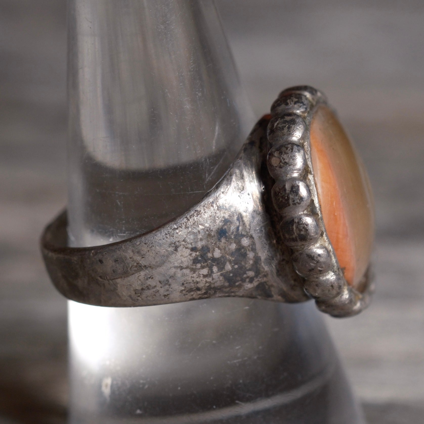 Vintage Sterling Abal;one Ring 9.5