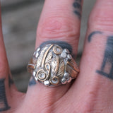 Vintage Sterling and Copper Feather Ring 9