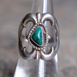 Vintage Sterling Turquoise Sandcast Ring 6.5
