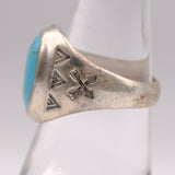 Vintage Sterling Turquoise Stamped Arrows Ring 7.5