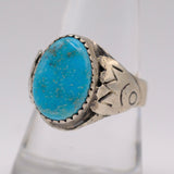 Vintage Sterling Turquoise Stamped Band Ring 9.25