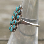 Vintage Sterling Turquoise Cluster Ring 6.5