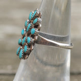 Vintage Sterling Turquoise Cluster Ring 6.5