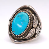 Vintage Sterling Turquoise Feather Ring 7.75