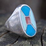 Vintage Sterling Zuni Inlay Ring 9