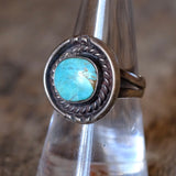 Vintage Sterling Turquoise Roper Ring 7.75