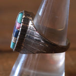 Vintage Sterling Multi Stone Inlaid Ring 9