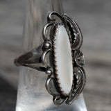 Vintage Sterling Mother Of Pearl Feather Ring 6