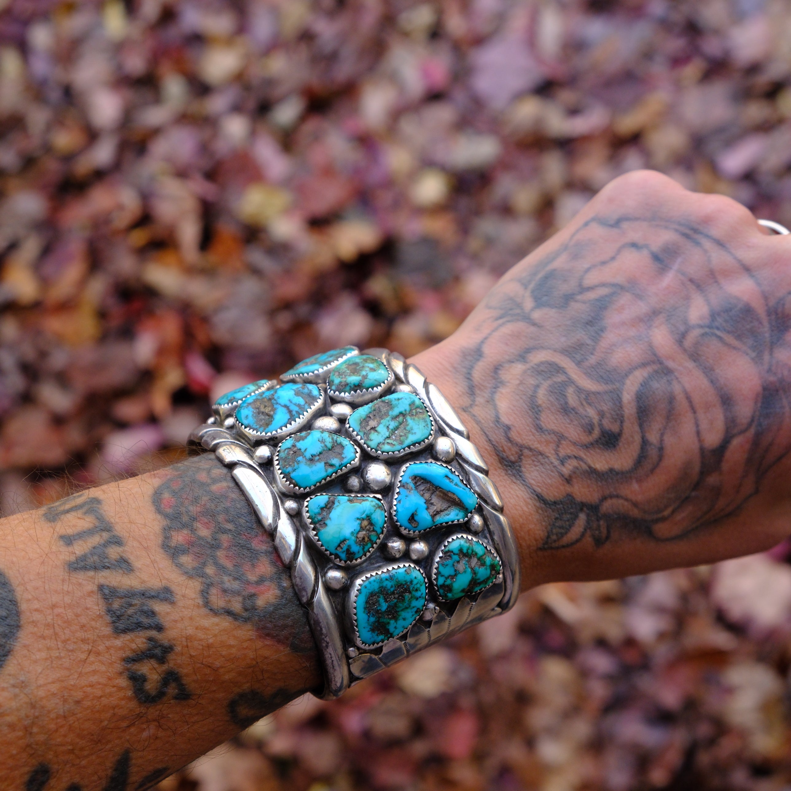 MASSSIVE Zuni Turquoise Row Cuff Bracelet