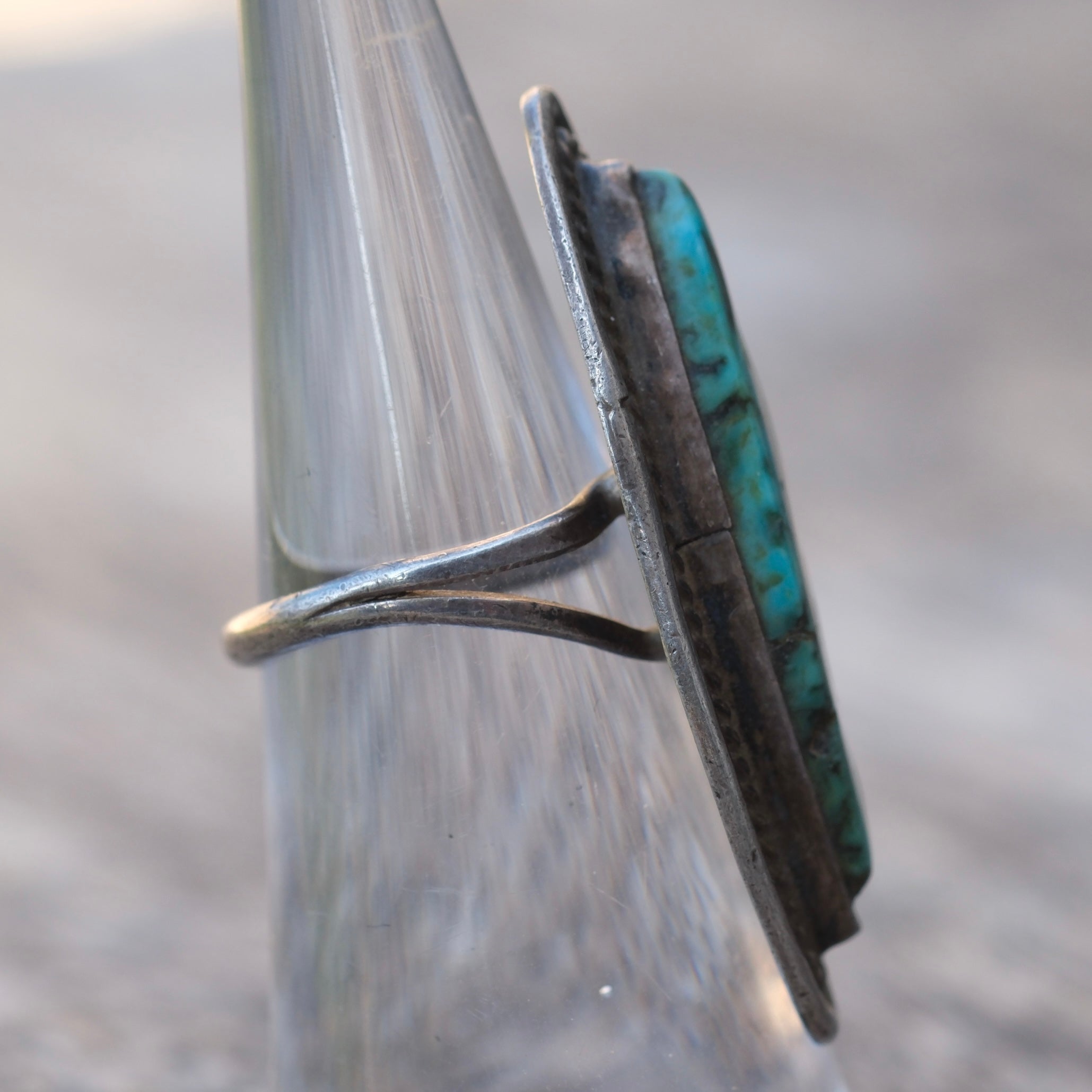 Vintage Sterling Turquoise Feather Ring 5.5