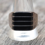 Vintage Sterling Onyx Inlay Striper Ring 12.75