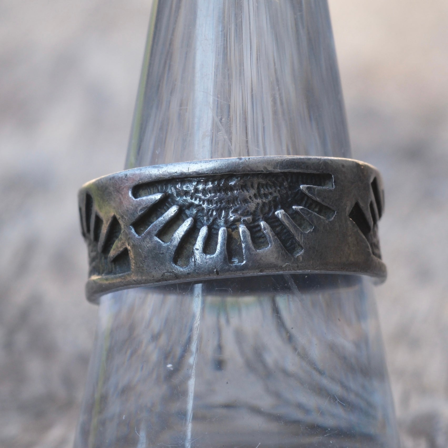 Vintage Sterling Silver Sun Band Ring 9