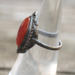 Vintage Sterling Carnelian Cocktail Ring 5.75