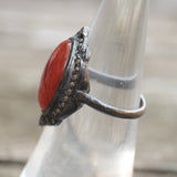 Vintage Sterling Carnelian Cocktail Ring 5.75