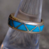 Vintage Sterling Turquoise Inlay Band Ring 8