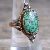Vintage Sterling Spiderweb Turquoise Ring 7.75