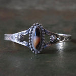 Vintage Sterling Agate Stamped Cuff