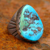 Vintage Sterling Chunky Turquoise Ring 8.5