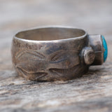 Vintage Sterling Stamped Turquoise Band 7.5